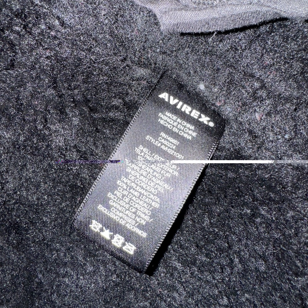 Avirex USA Sheepskin Shearling Lined Flight Bomber B-3 Jacket Black Men's Small - Picture 7 of 8